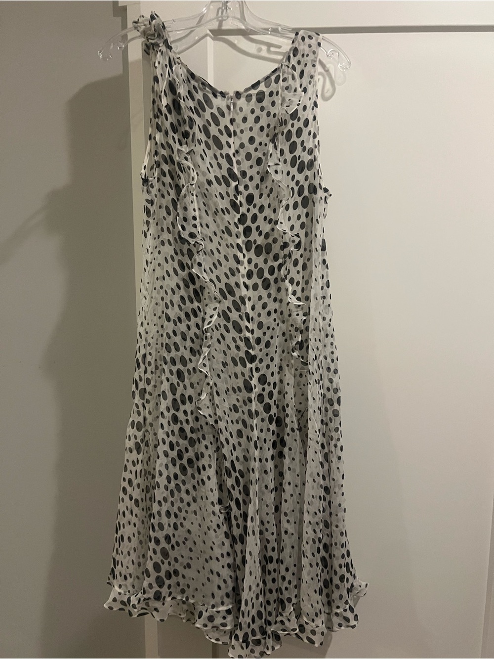 Teri Jon White Midi Dress with Black Polka Dots